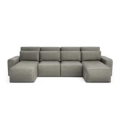 Kutna sofa na razvlačenje JORDAAN - U-oblik - Pepeljasta