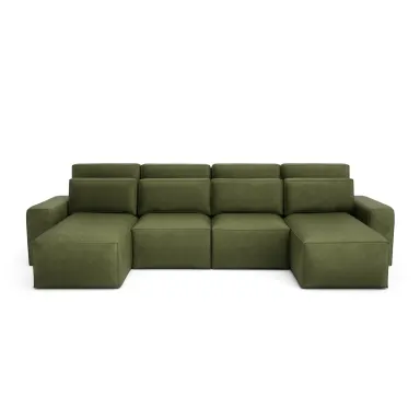 Kutna sofa na razvlačenje JORDAAN - U-oblik - Kaki
