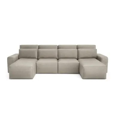 Kutna sofa na razvlačenje JORDAAN - U-oblik - Krem