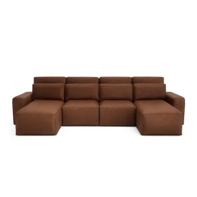 Kutna sofa na razvlačenje JORDAAN - U-oblik - Cigla
