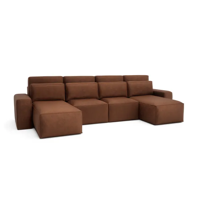 Kutna sofa na razvlačenje JORDAAN - U-oblik - Cigla