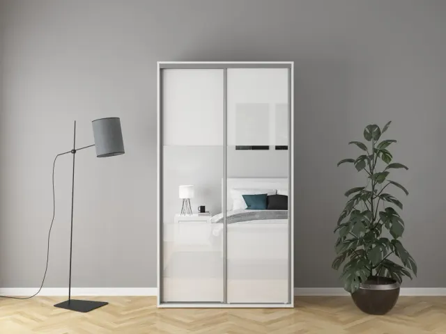 Ormar s kliznim vratima Flex s ogledalom bijeli sjaj