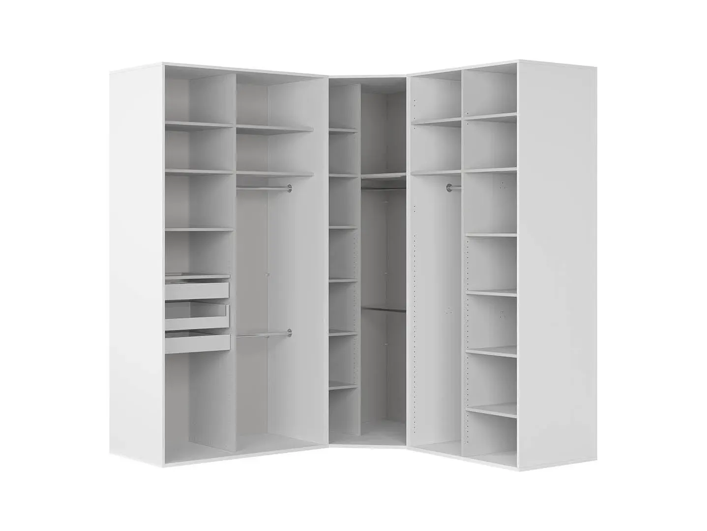 Modularni ormar Flex kutna otvorena garderoba bijela