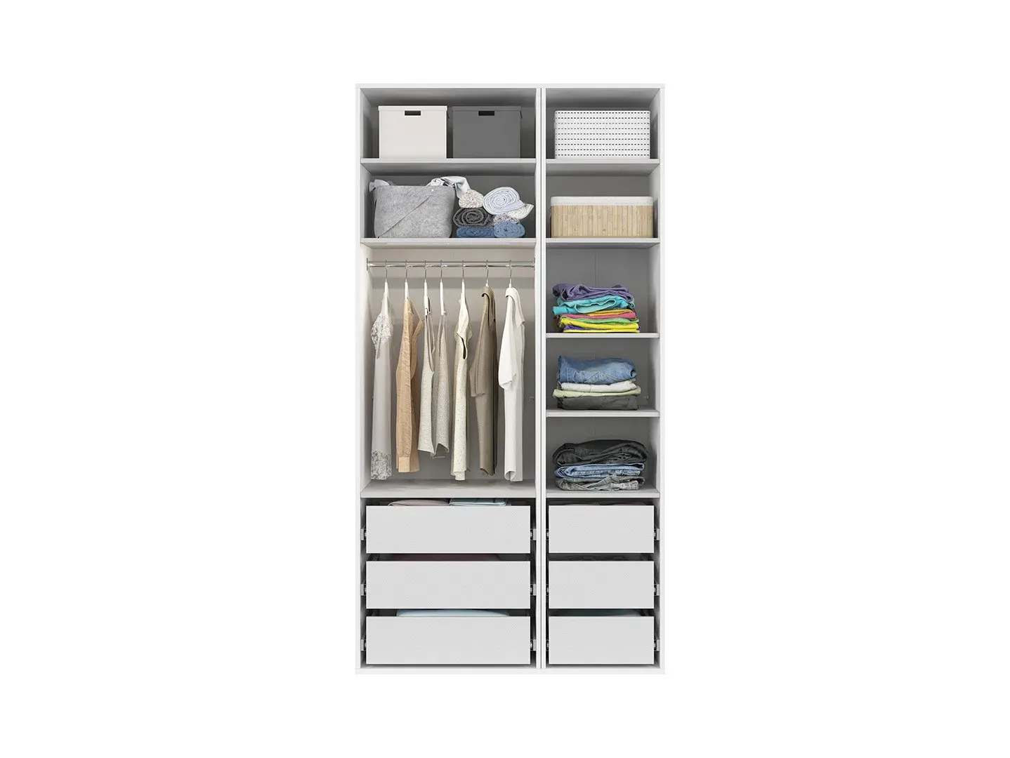Modularni ormar Flex s vratima i ogledalom bijela — gornji prikaz