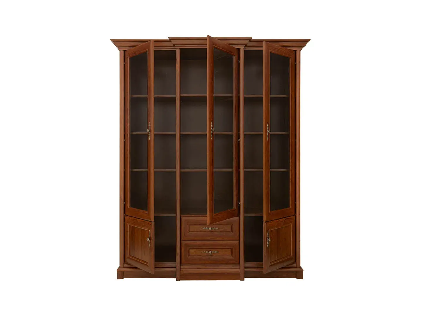 Vitrina Kent s 5 vratima i 2 ladicama kesten — detalj