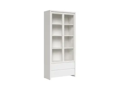 Vitrina Kaspian s 2 vratima i 2 ladicama bijela/hrast Sonoma