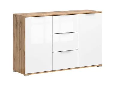 Komoda Zele s 2 vratima i 3 ladicama hrast Wotan/bijeli sjaj