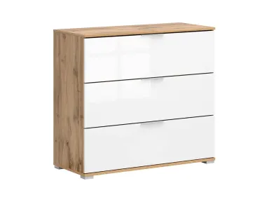 Komoda Zele s 3 ladicama hrast Wotan/bijeli sjaj
