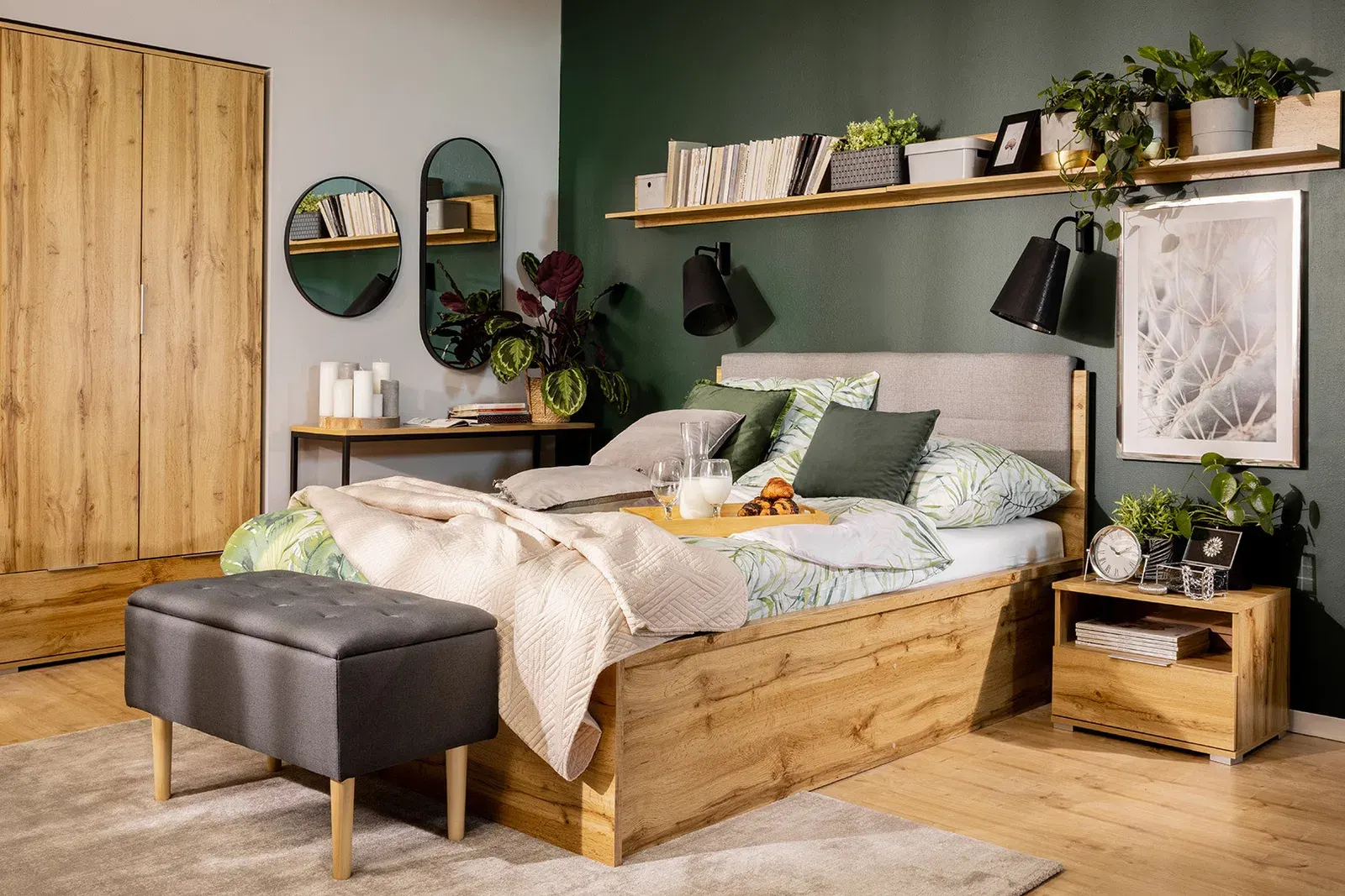 Krevet Zele hrast Wotan — lifestyle prikaz