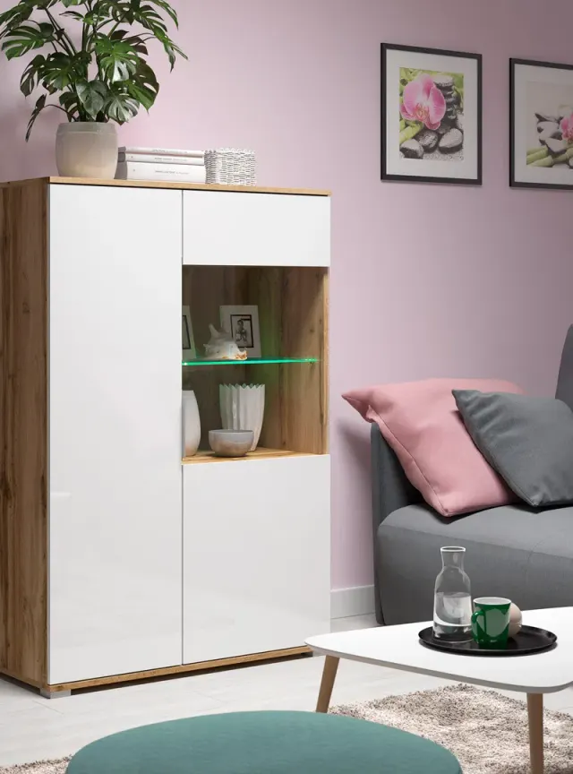 Vitrina Zele s 2 vratima hrast Wotan