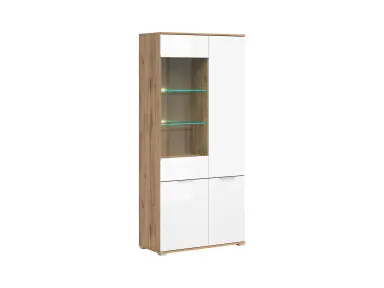 Vitrina Zele s 4 vratima hrast Wotan/bijeli sjaj