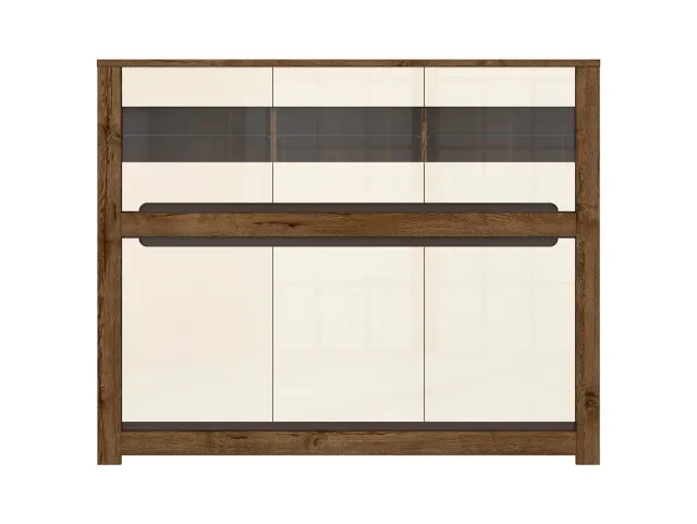 Vitrina Ruso s 6 vratima hrast april/crna mat