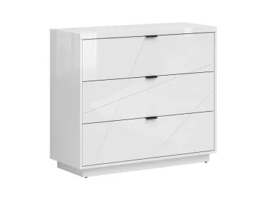 Komoda Forn s 3 ladicama bijeli sjaj/crna mat