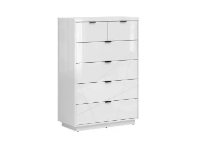 Komoda Forn s 6 ladicama bijeli sjaj/crna mat