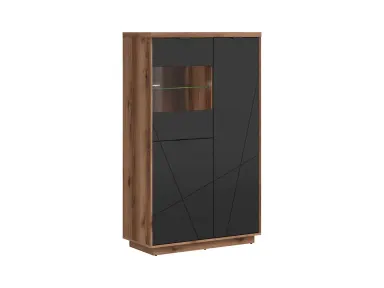 Vitrina Forn s 3 vratima hrast delano tamni/crna mat