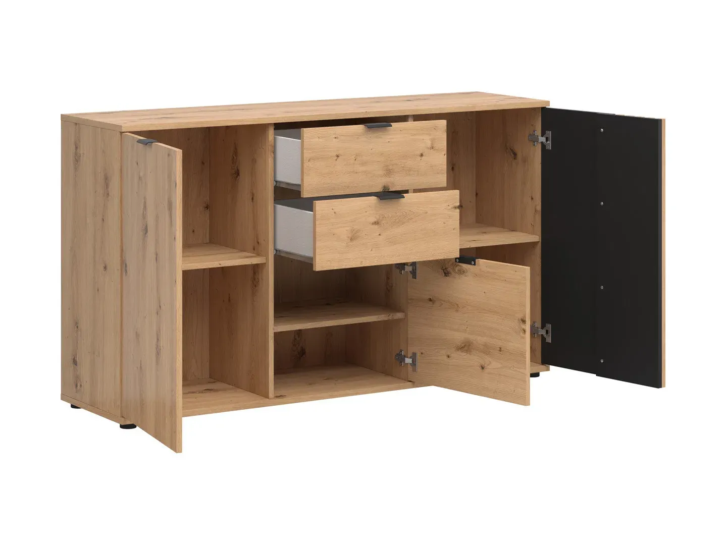Komoda Vabres s 3 vratima i 2 ladicama hrast artisan lamele — detalj