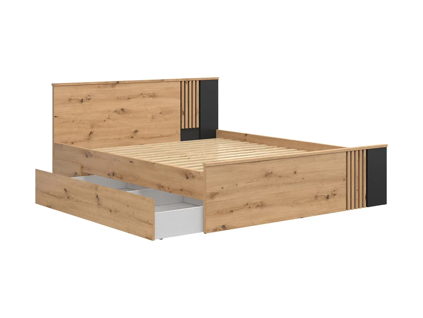 Krevet Vabres hrast artisan lamele — lifestyle prikaz