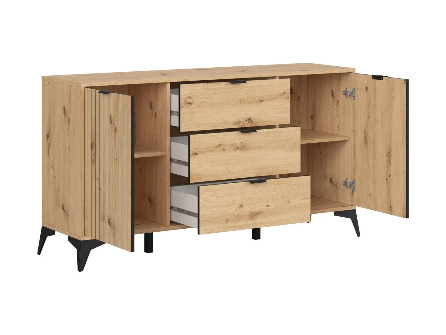 Komoda Lamea s 2 vratima i 3 ladicama hrast artisan — detalj