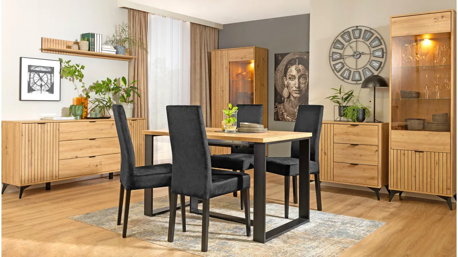 Komoda Lamea s 2 vratima i 3 ladicama hrast artisan — bočni prikaz