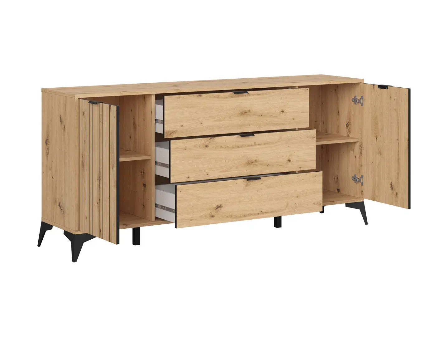Komoda Lamea s 2 vratima i 3 ladicama hrast artisan — detalj