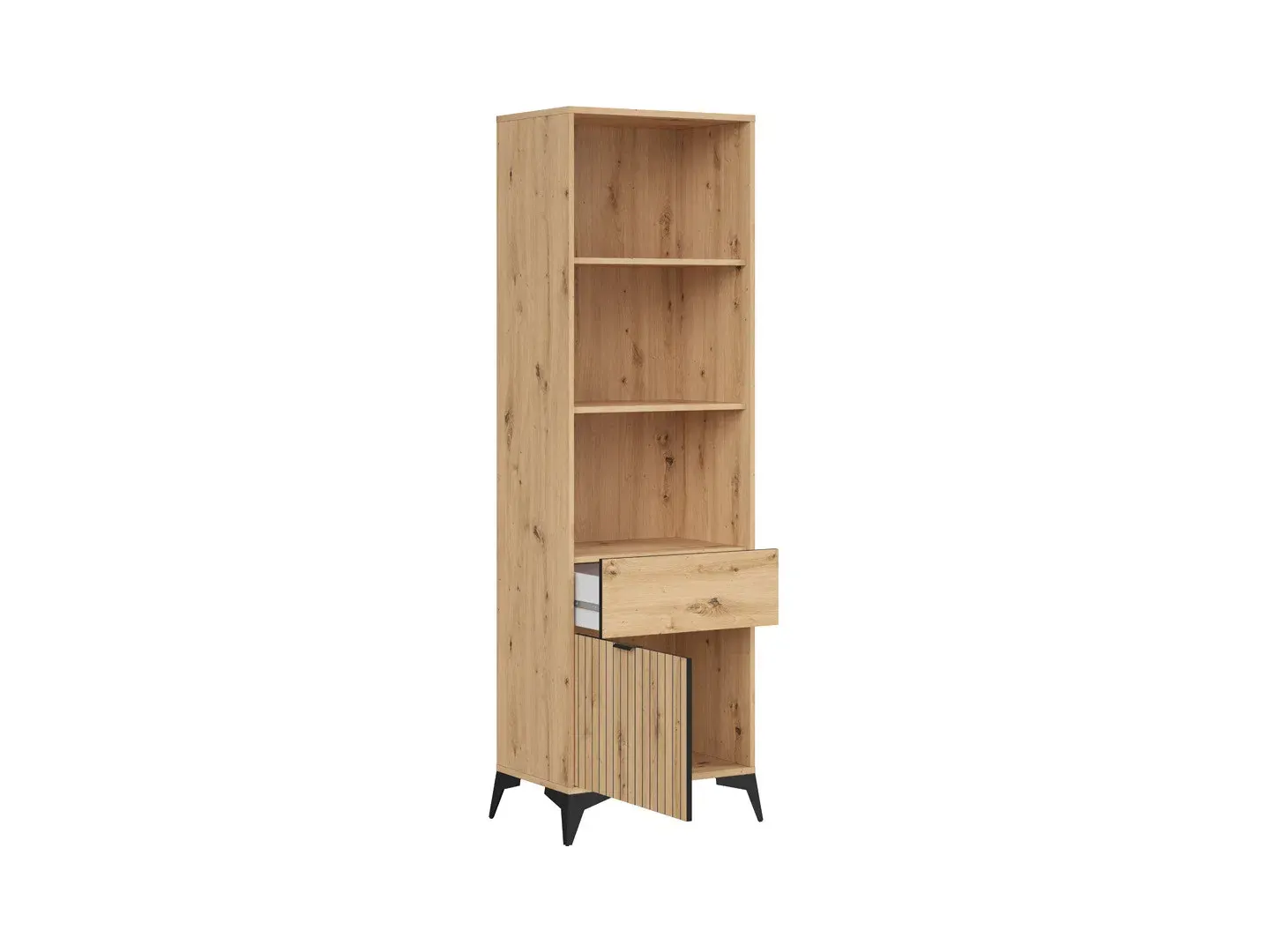 Regal Lamea s vratima ladicom i 3 policama hrast artisan — detalj