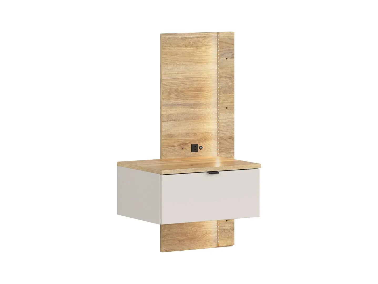 Noćni ormarić Glamour 50 lijeva s ladicom kašmir/hrast mauvella USB LED