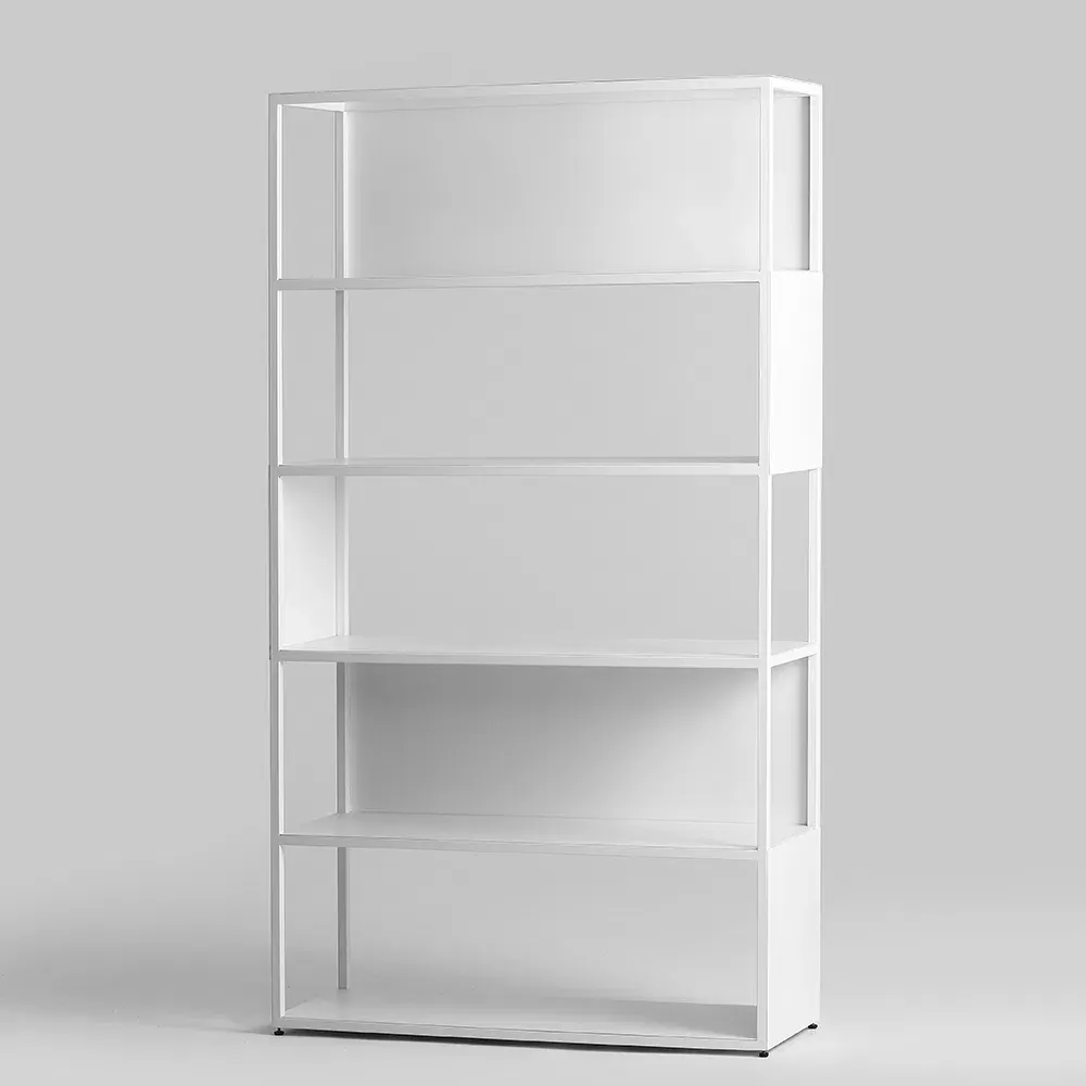 Knjižnica HYLLER SIDE metal, bijela — bočni prikaz