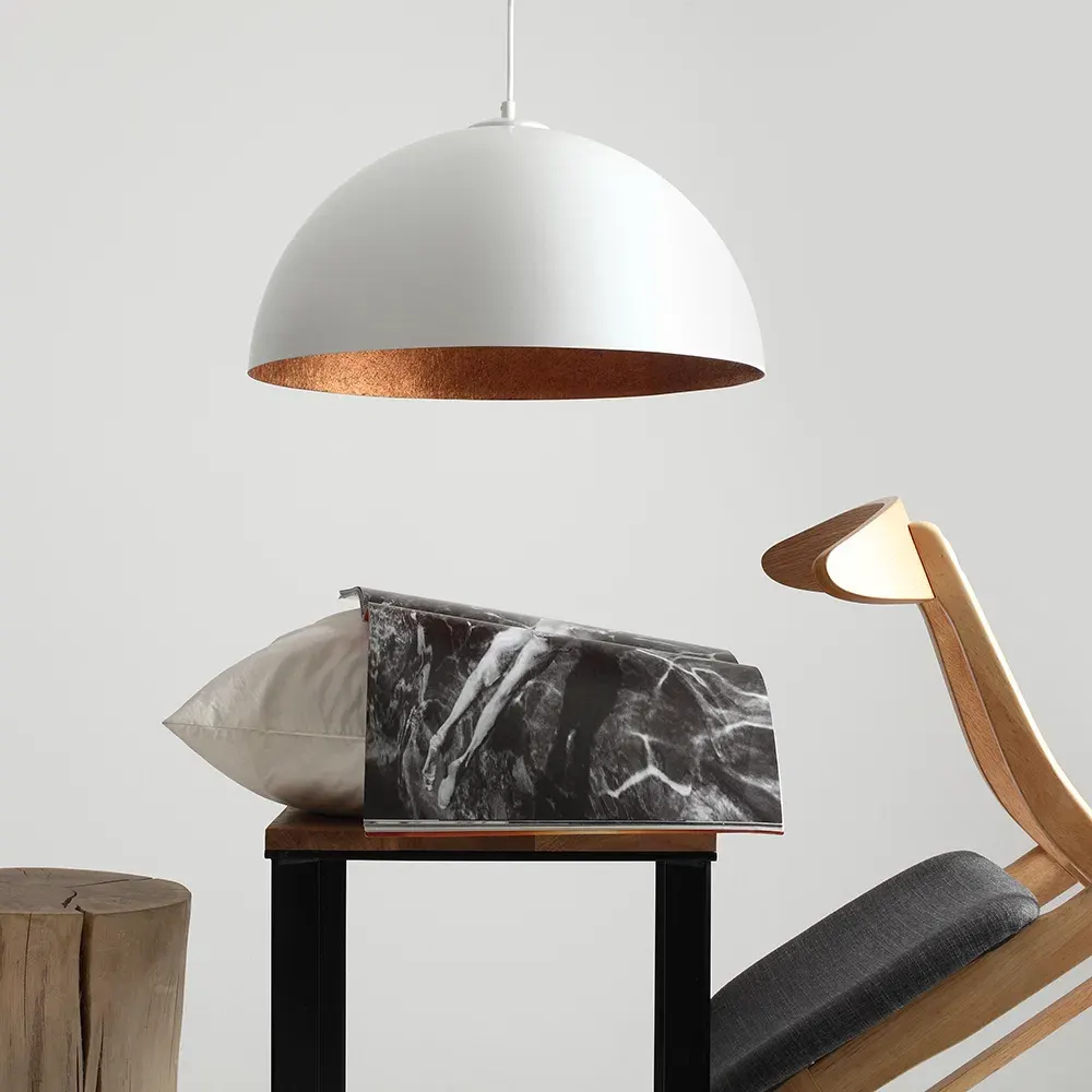 Plafonska lampa LORD 50 – bakreno-bijela — bočni prikaz