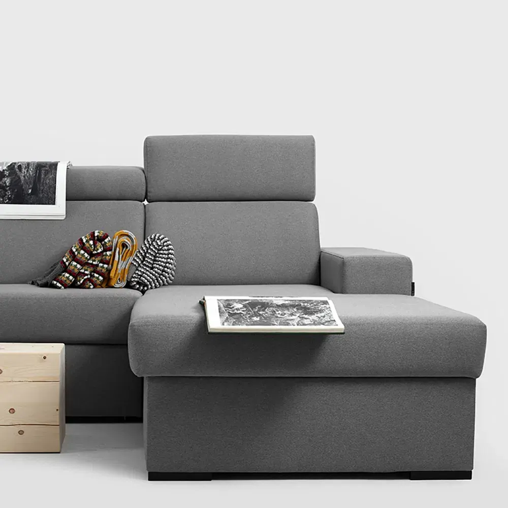 Kutna garnitura-krevet sofa ATLANTICA L, steel — bočni prikaz