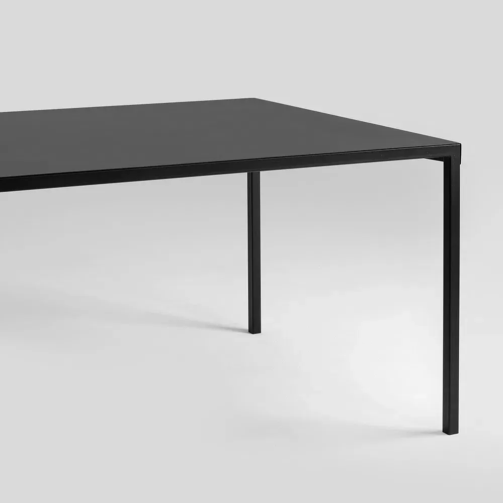 Blagovaonski stol OBROOS metal 180 – crna — bočni prikaz