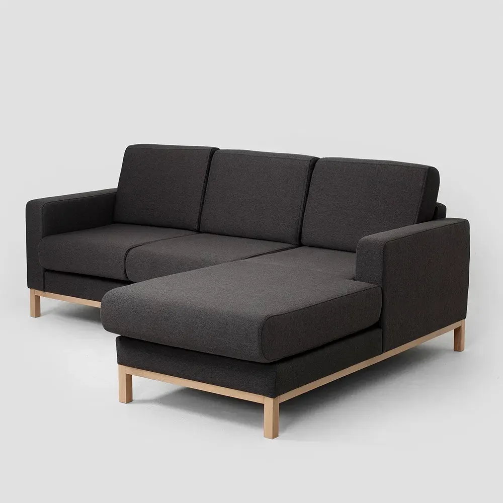 Dvosjed kutna desna sofa SCANDIC, Carbon, prirodni — detalj