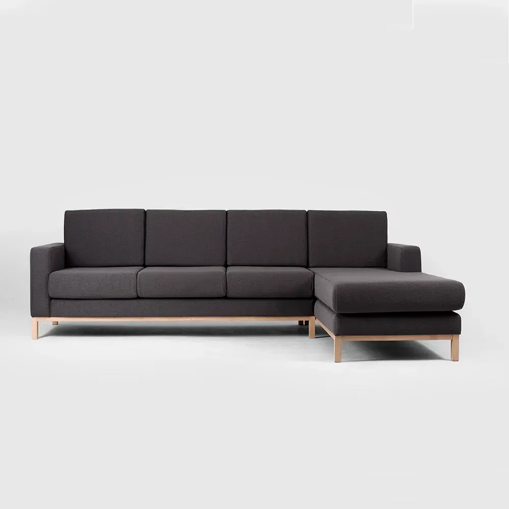 Trosjed kutna desna sofa SCANDIC, Carbon, prirodni — bočni prikaz