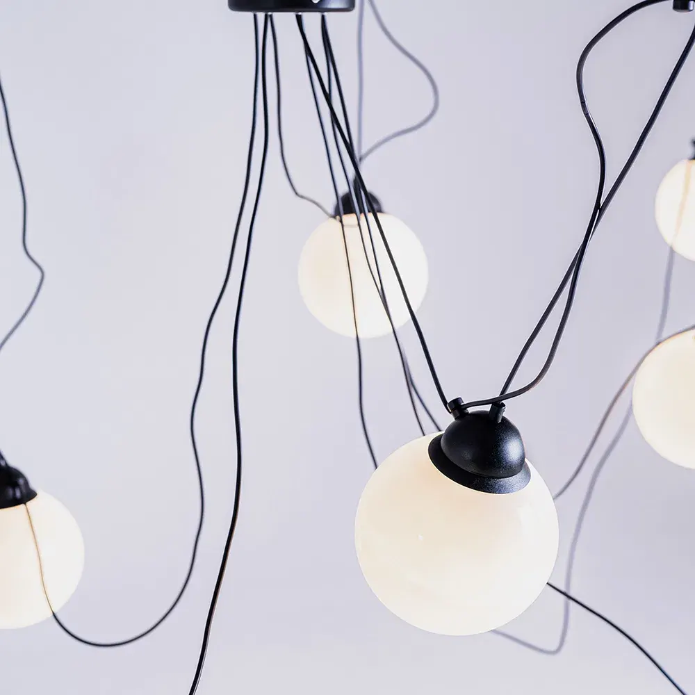 Viseća lampa POPO staklo M 7 – crna — stražnji prikaz