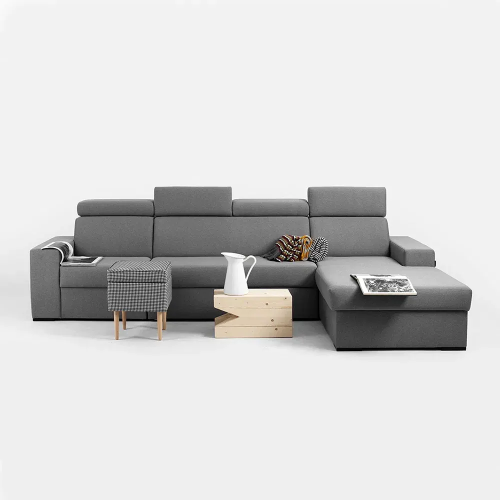 Kutna garnitura-krevet sofa ATLANTICA L, steel — stražnji prikaz