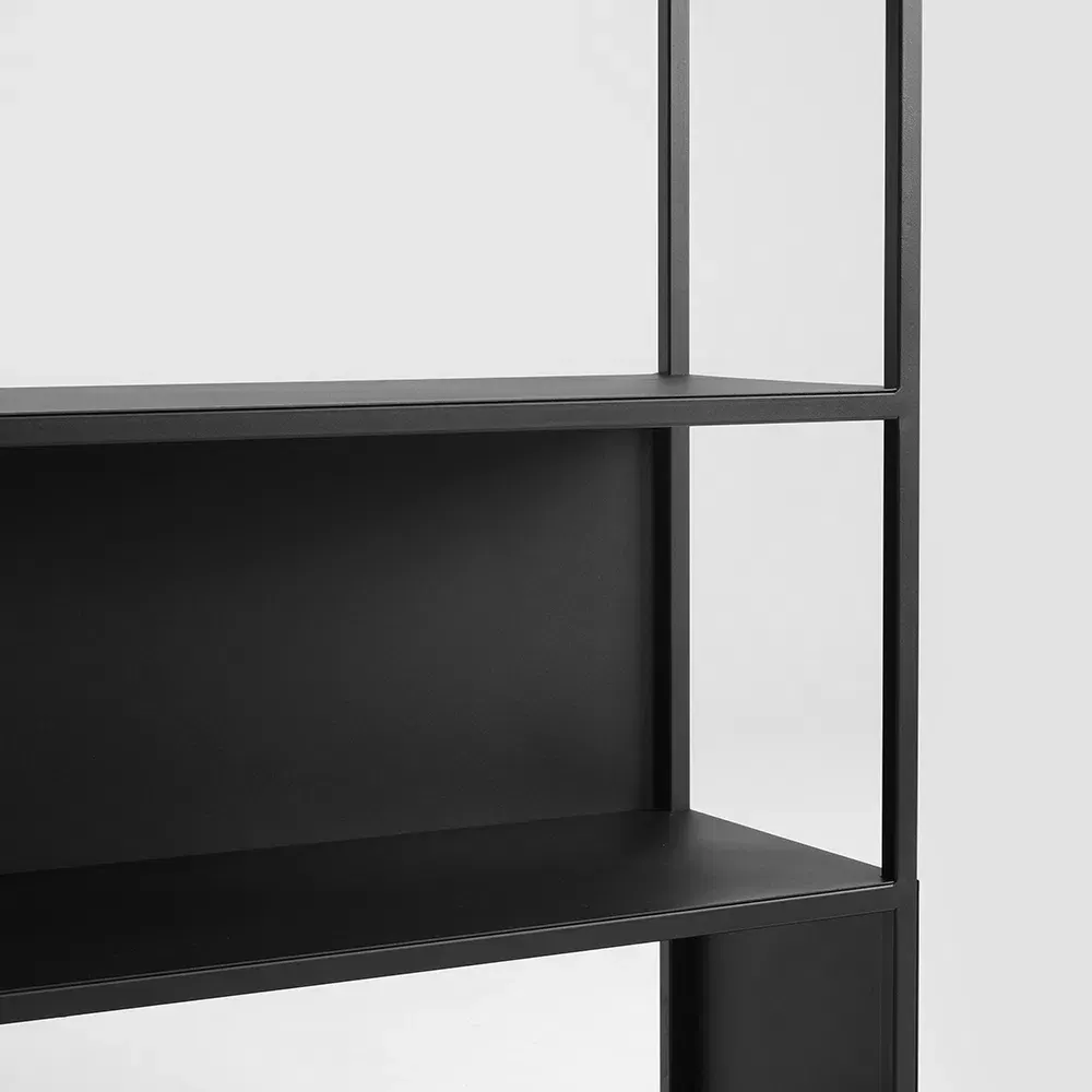 Knjižnica HYLLER SIDE metal, crna — bočni prikaz