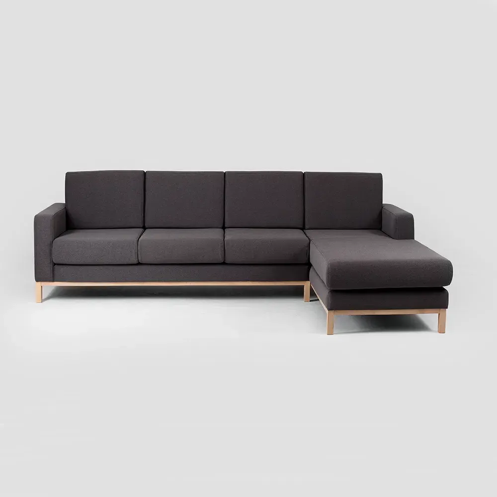 Trosjed kutna desna sofa SCANDIC, Carbon, prirodni — stražnji prikaz