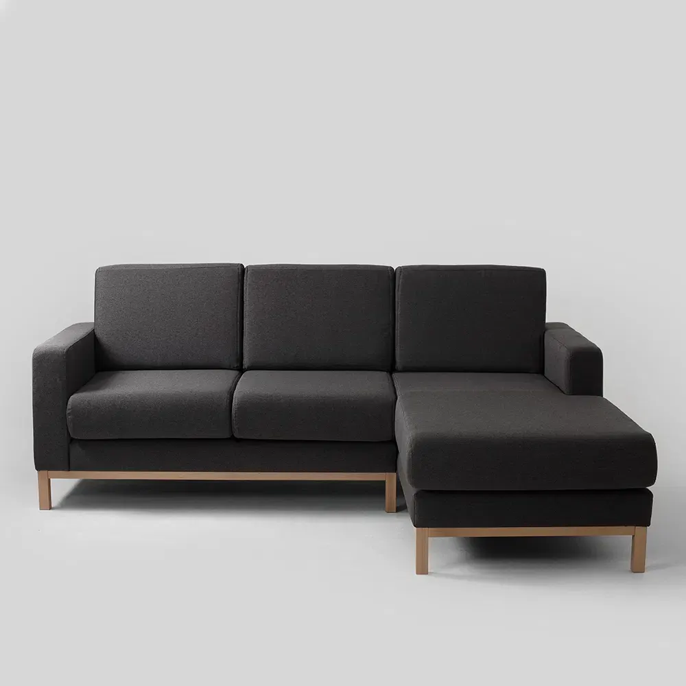 Dvosjed kutna desna sofa SCANDIC, Carbon, prirodni — gornji prikaz
