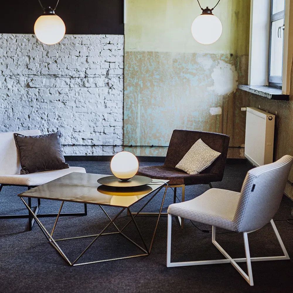 Naslonjač ZERO – svijetli houndstooth, bijela — bočni prikaz