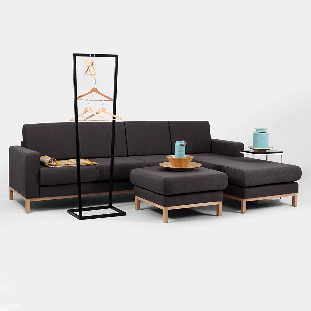 Trosjed kutna desna sofa SCANDIC, Carbon, prirodni — gornji prikaz