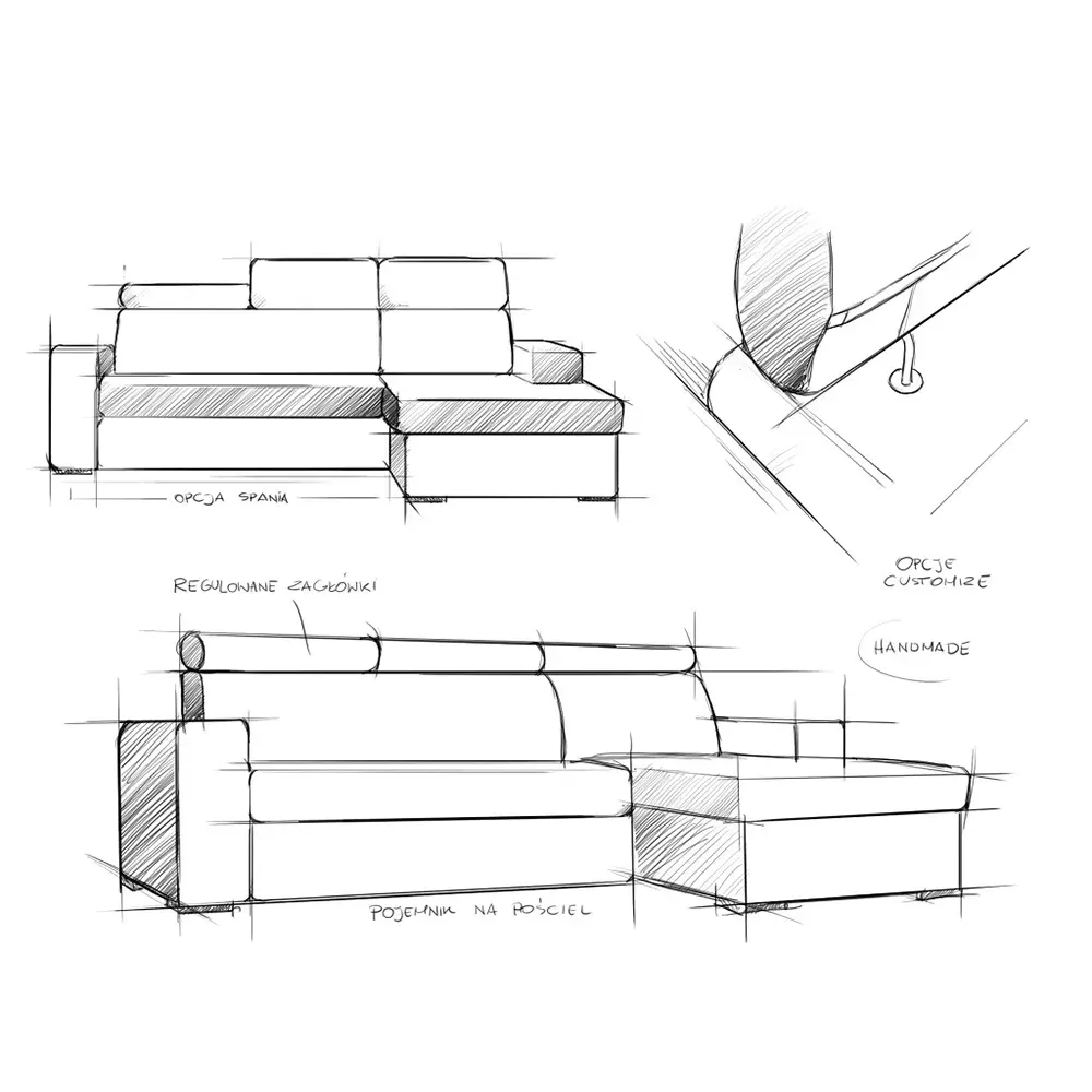 Kutna garnitura-krevet sofa ATLANTICA L, steel — lifestyle prikaz