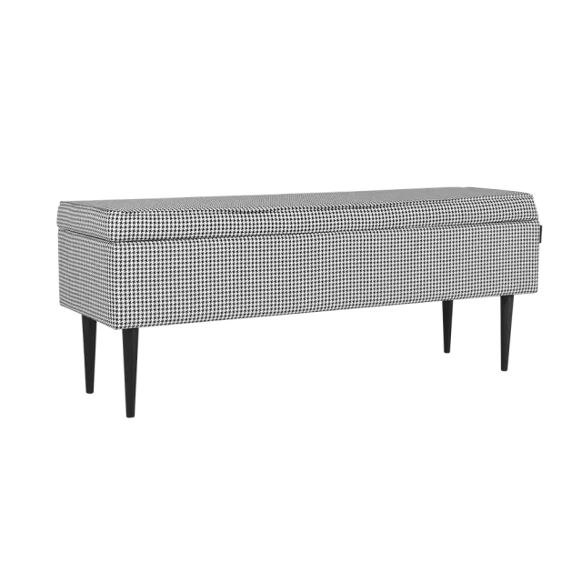 Tabure EDI 120, crna, tamni houndstooth 120×40×50 | V&B Casa