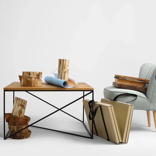 Klub stol MEMO drvo, hrast furnir, crna 100×100×45 | V&B Casa