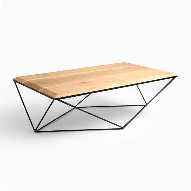 Klub stol DARYL masivno drvo 140, hrast, crna 140×80×45