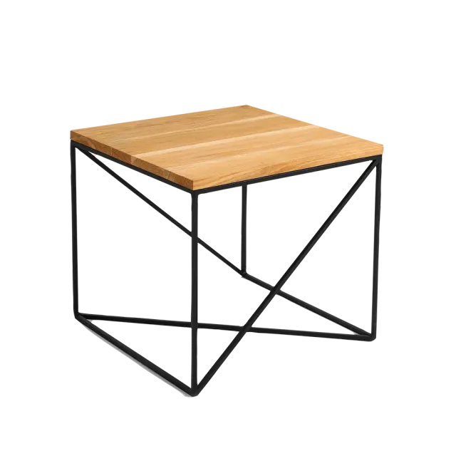 Klub stol MEMO masivno drvo 50, crna, hrast drvo 50×50×45 | V&B Casa