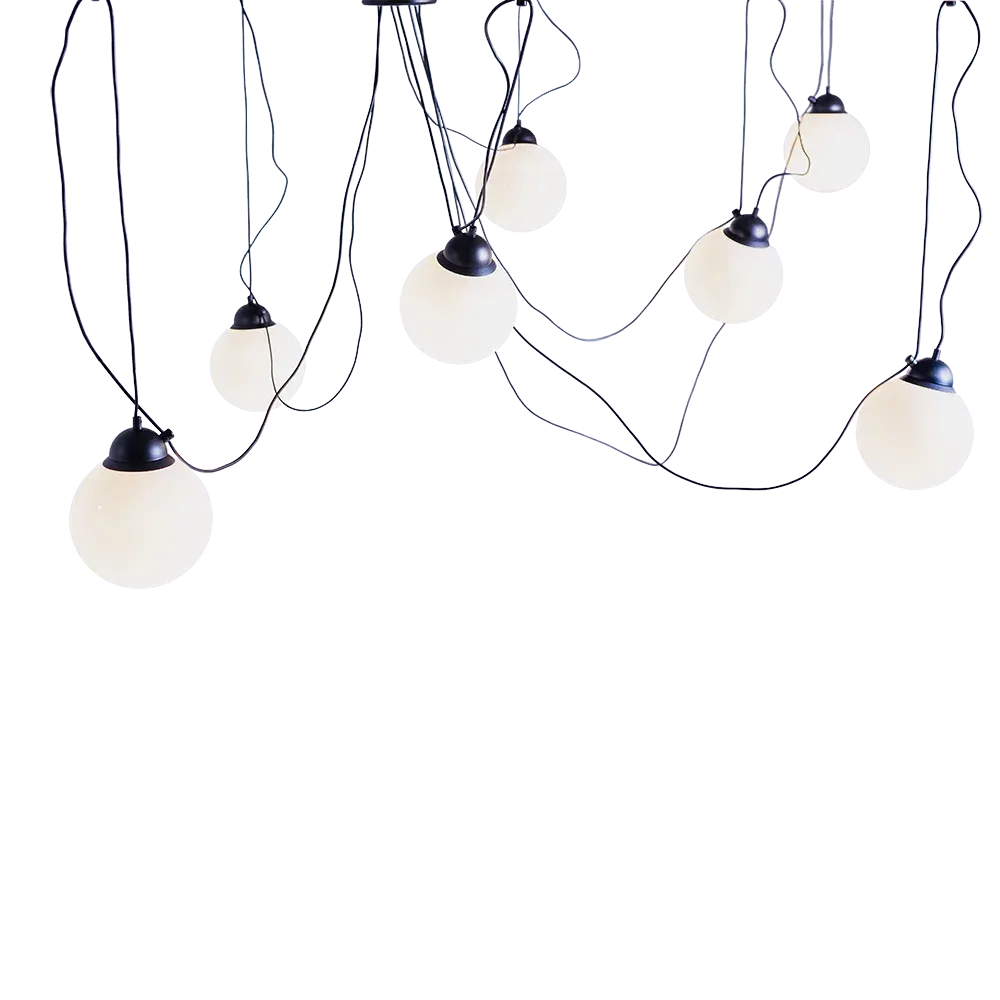 Viseća lampa POPO staklo M 7 – crna