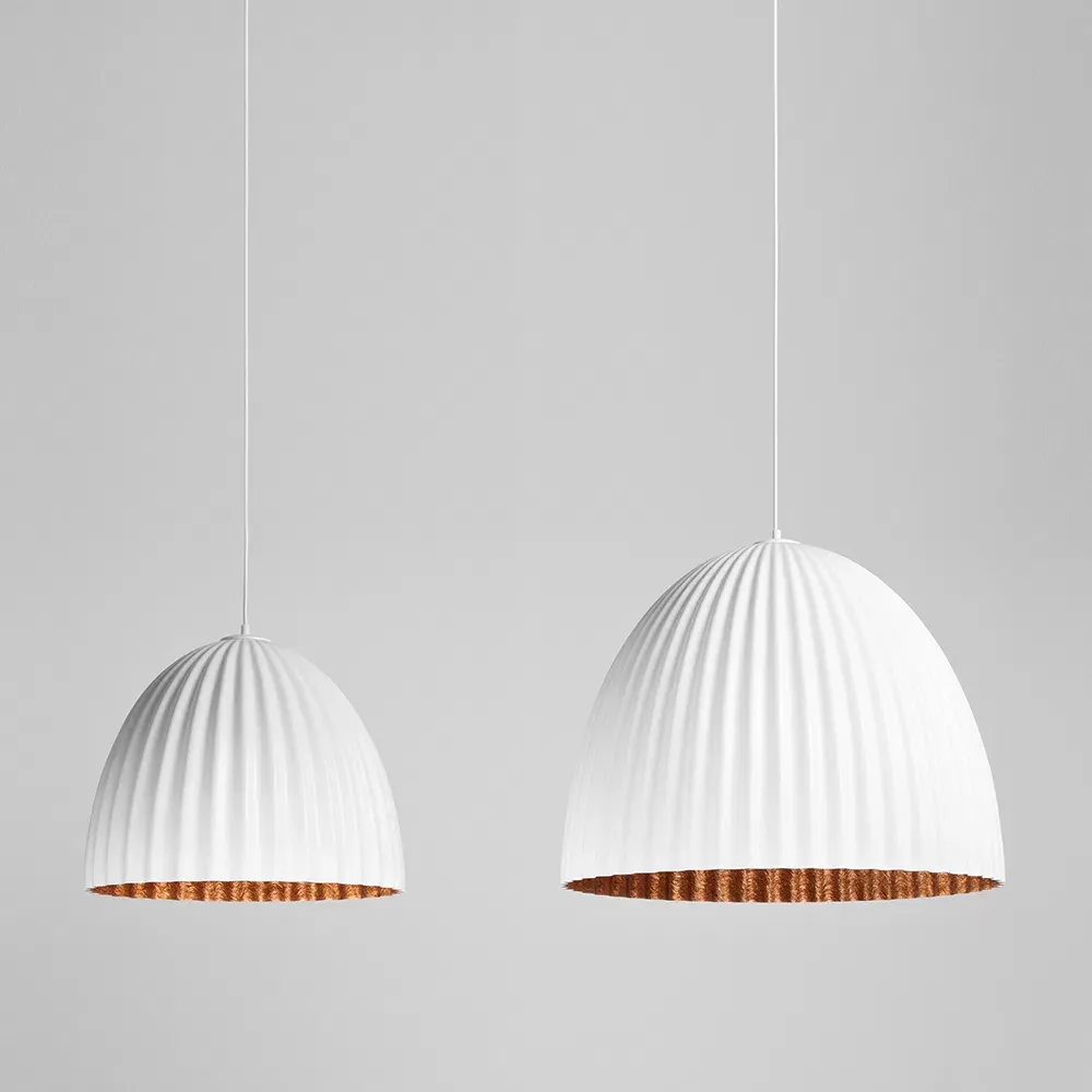 Viseća lampa PLISSART L – bijela/bakrena, bijela/bakar — gornji prikaz