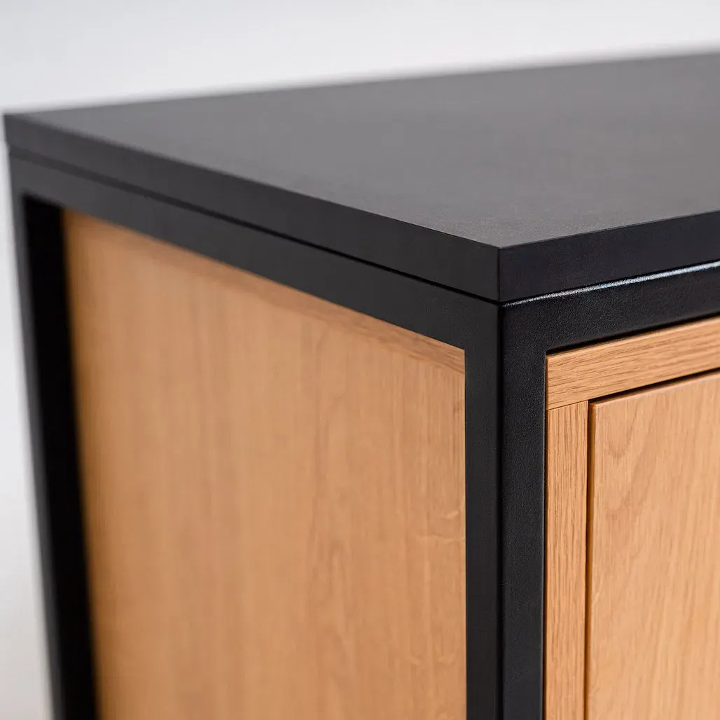 Regal RTV SKAP 3R1 DOOR – crna, prirodni — bočni prikaz