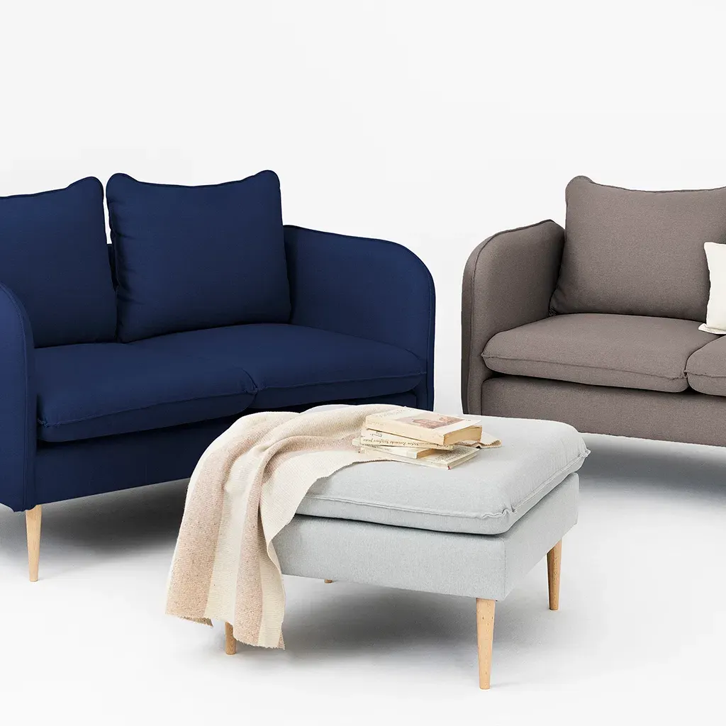 Sofa POSH drvo dvosjed – ink, prirodni — stražnji prikaz