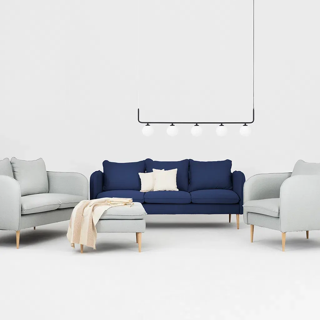 Sofa POSH drvo trosjed – ink, prirodni — stražnji prikaz