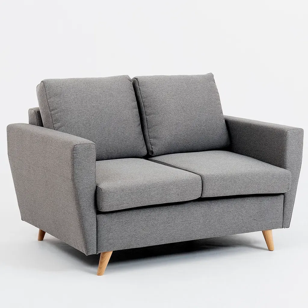 Sofa LOVER dvosjed – steel, prirodni, čelik siva — bočni prikaz